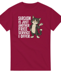 Självgod katt med texten Sarcasm is just another free service på t-shirt