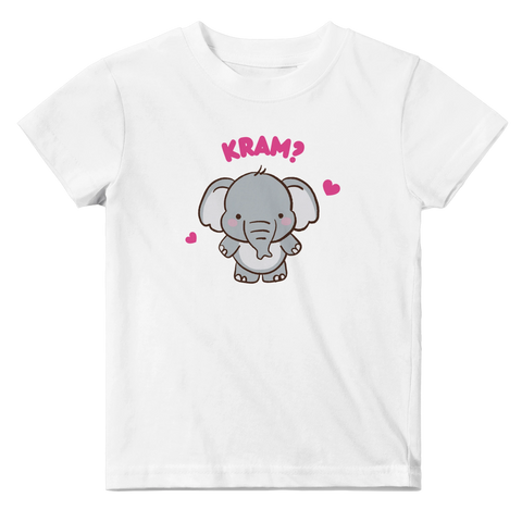 Vit t-shirt för baby med grafiskt elefantmotiv och rosa text