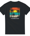 Retro palmer och solnedgång i vintage-stil – grafisk t-shirt med texten #semester