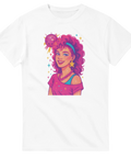 80s Girl på t-shirt, avgränsad form, stark kontrast, enhetlig tonalitet