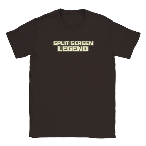 Brun t-shirt med minimalistisk typografi och referens till Nintendo 64-eran