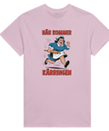 Vintage seriefigur i full fart med texten Här kommer kärringen – rosa t-shirt