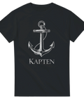 Nautisk illustration av ett ankare med rep och texten Kapten
