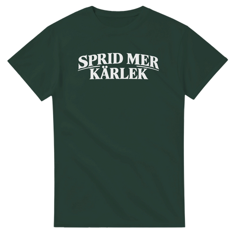 Klassisk unisex t-shirt i mörkgrönt med retroinspirerad textdesign
