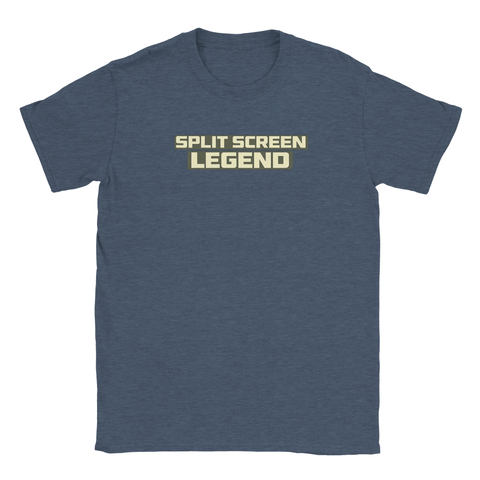 Melerad t-shirt med statement-tryck inspirerat av klassisk split screen-gaming