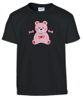 Söt nallebjörn med hjärta och rosetter – svart t-shirt för barn