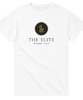 Minimalistiskt cirkelemblem med guldiga detaljer och texten The Elite Dinner Club