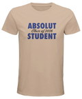 Absolut Student 2026-tryck i blått på beige premium T-shirt för herr.