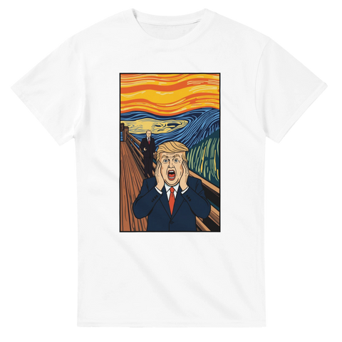 Konstnärlig parodi med politiskt motiv i färgstark stil – rolig t-shirt