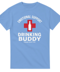 Humoristiskt tryck med texten Emotional Support Drinking Buddy – grafisk t-shirt