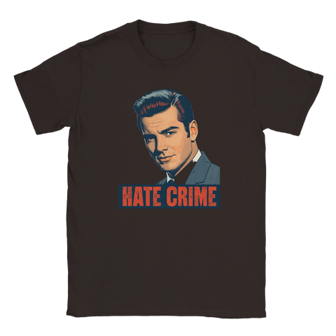 Brun t-shirt med provokativt motiv i klassisk Hollywood-affischstil