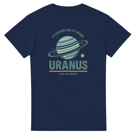 Vintage rymdmotiv med planeten Saturnus-liknande ringar och satirisk text
