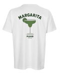 Klassisk drinkdesign med grönt margaritaglas – vit t-shirt med backprint