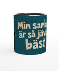 Mugg med texten Min sambo är så jävla bäst och en svartvit katt.