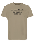 Vuxen humor t-shirt mental hälsa bröst skämt design