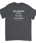 Mörkgrå t-shirt med ironiskt budskap om att vara just perfect