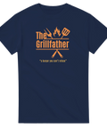 Marinblå t-shirt med grafiskt The Grillfather-motiv i orange