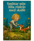 Satirisk illustration av barn och räv i retro barnboksstil – humorposter