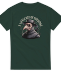 Pestmask-motiv med texten A Little Ray of Sunshine – t-shirt med mörk humor
