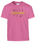 Rosa t-shirt med ett uttrycksfullt och stjärnprytt motiv för storebröder