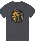 Vintage grafik av svensk kung på mörkgrå t-shirt