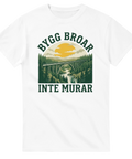 Retro naturmotiv med bro och skog – grafisk t-shirt med budskap