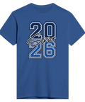 Blå t-shirt med grafiskt 2026 Senior-tryck i college-stil