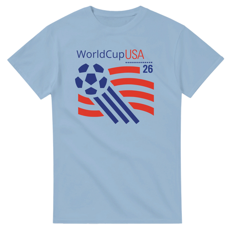 Sportig grafisk illustration av en fotboll i rörelse med USA-tema
