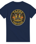Vintage Mexican Street Vibe tryck på en marinblå t-shirt