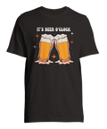 Stilren öl-illustration med texten It's Beer O'Clock på mörkgrå bakgrund