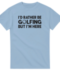 Ljusblå t-shirt med minimalistiskt golftryck och diskret golfboll