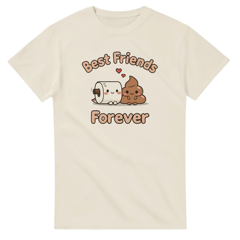 Roligt motiv med texten Best Friends Forever på krämvit t-shirt