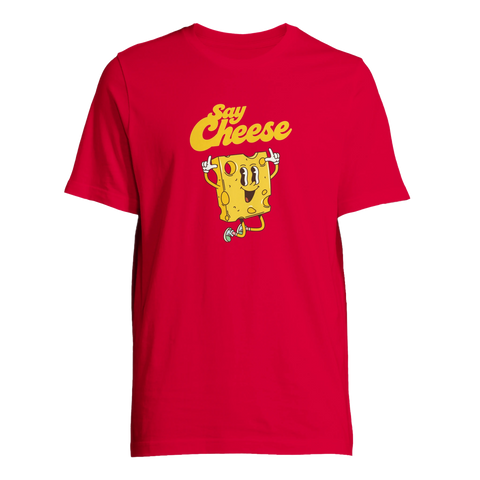Say Cheese" textmotiv med kamera på premium t-shirt
