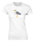 Illustration av en klassisk svensk fiskmås – vit t-shirt dam