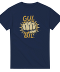 Marinblå t-shirt med grafiskt motiv föreställande en knuten näve