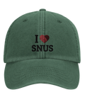 Shirty Dad Cap 'I Love Snus' i tvättad bomull, sidovy