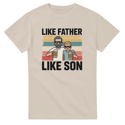 Retro illustration av pappa och son som skålar – grafisk t-shirt