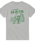 Grönvitt motiv med texten I Like GAIS – gråmelerad supporter t-shirt