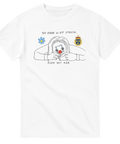 Satirisk illustration av politiker som clown med texten Nu drar vi ett streck – grafisk t-shirt