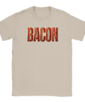 Lekfullt tryck med ordet Bacon i detaljrik och krispig illustration