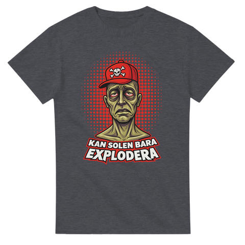 Ironisk grafisk design med TikTok-humor och röd keps – gråmelerad t-shirt
