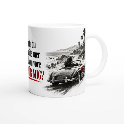 Retro teckning av klassisk cabriolet vid kusten – motiv på kaffemugg