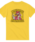 T-shirt med en festglad höna i slöja och texten Brudens stökpatrull