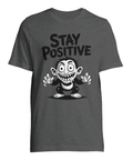 Svartvit illustration av en manisk apa med humoristiskt budskap – grå t-shirt