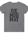 Baby t-shirt med texten Ge mig mat i grå college-stil