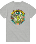 Humoristisk midsommar-illustration med dragspel och lägereld på grå t-shirt