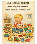 Rolig poster om småbarnsliv – Det här är Oskar, barnboksillustration med igenkänning för föräldrar