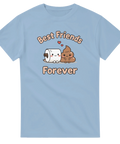 Söt Best Friends Forever design med tecknade figurer på ljusblå t-shirt