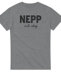 Retroinspirerad text Nepp inte idag på mörkgrå melerad t-shirt
