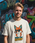 Räv med solglasögon & text "Zero Fox Given" på ekologisk oversized t-shirt.